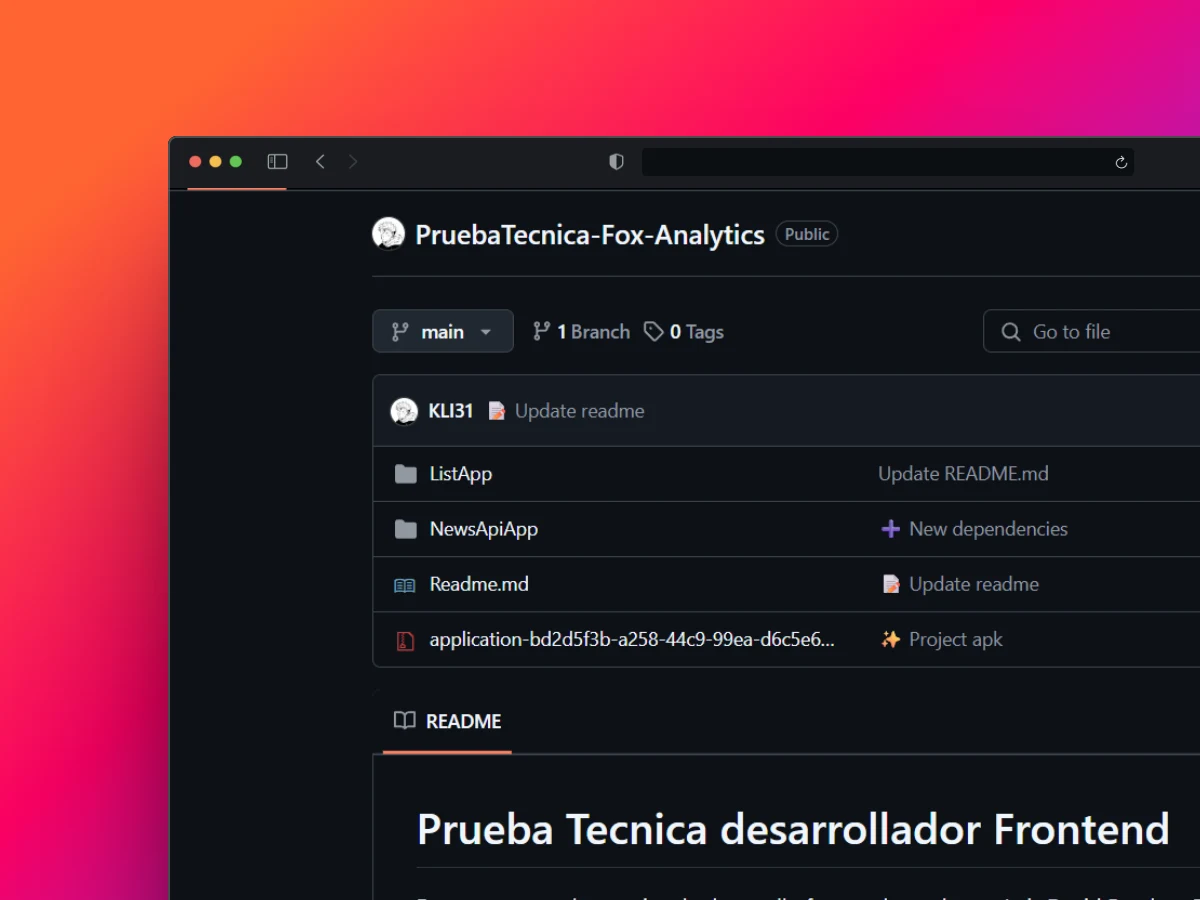Prueba tecnica desarrollador frontend y  mobile